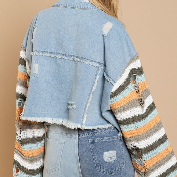 #121 PLUS POL PLUS DENIM DISTRESSED JACKET - Picture 2 of 4